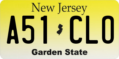 NJ license plate A51CLO