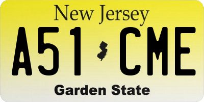 NJ license plate A51CME
