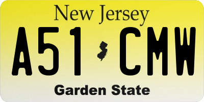 NJ license plate A51CMW