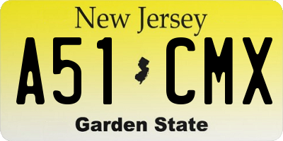 NJ license plate A51CMX