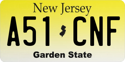 NJ license plate A51CNF