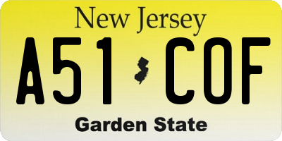 NJ license plate A51COF