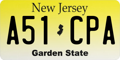 NJ license plate A51CPA