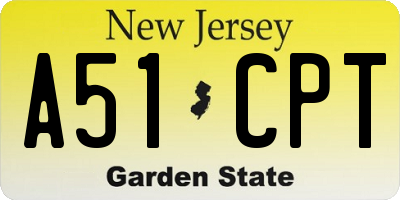 NJ license plate A51CPT