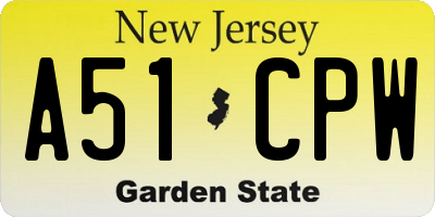 NJ license plate A51CPW