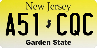 NJ license plate A51CQC