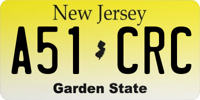 NJ license plate A51CRC