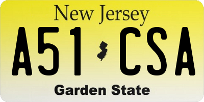 NJ license plate A51CSA