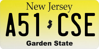 NJ license plate A51CSE