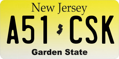 NJ license plate A51CSK