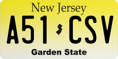 NJ license plate A51CSV