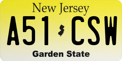 NJ license plate A51CSW