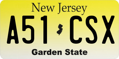 NJ license plate A51CSX
