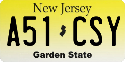 NJ license plate A51CSY