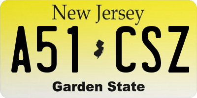 NJ license plate A51CSZ