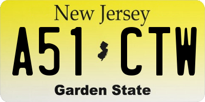 NJ license plate A51CTW