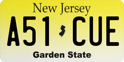 NJ license plate A51CUE