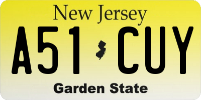 NJ license plate A51CUY