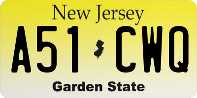 NJ license plate A51CWQ