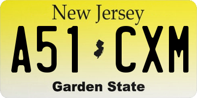 NJ license plate A51CXM
