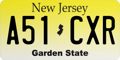 NJ license plate A51CXR