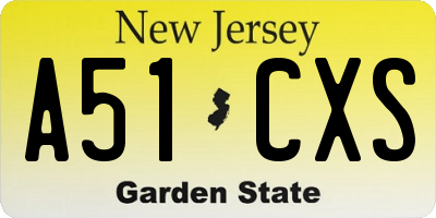 NJ license plate A51CXS