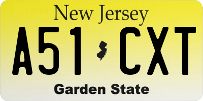 NJ license plate A51CXT