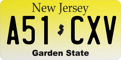 NJ license plate A51CXV