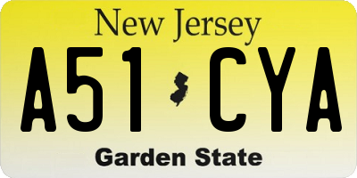 NJ license plate A51CYA