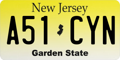 NJ license plate A51CYN