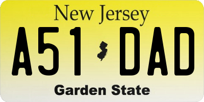NJ license plate A51DAD