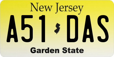 NJ license plate A51DAS