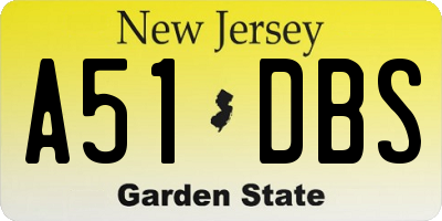 NJ license plate A51DBS