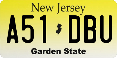 NJ license plate A51DBU