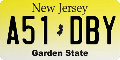 NJ license plate A51DBY