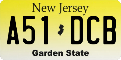 NJ license plate A51DCB