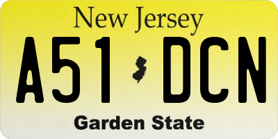NJ license plate A51DCN