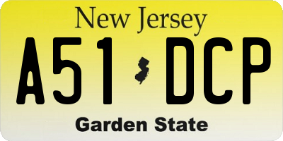 NJ license plate A51DCP