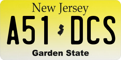 NJ license plate A51DCS