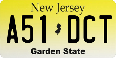 NJ license plate A51DCT