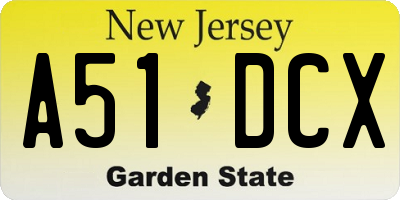 NJ license plate A51DCX