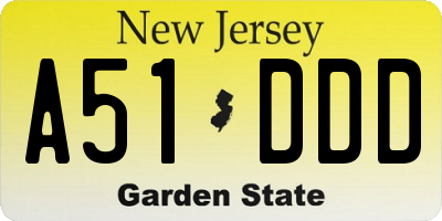 NJ license plate A51DDD