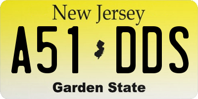 NJ license plate A51DDS