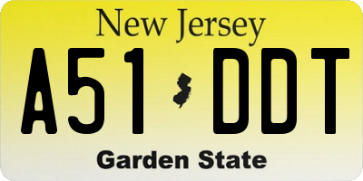 NJ license plate A51DDT