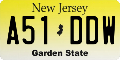 NJ license plate A51DDW