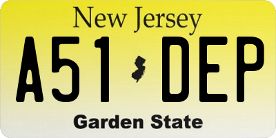 NJ license plate A51DEP