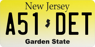 NJ license plate A51DET