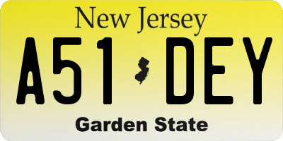 NJ license plate A51DEY