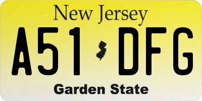 NJ license plate A51DFG