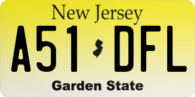 NJ license plate A51DFL